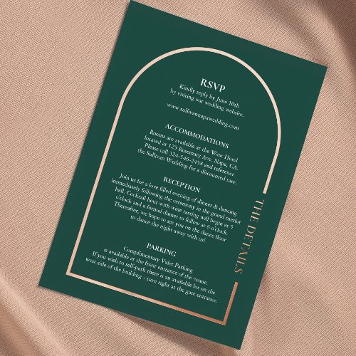 Elegant Wedding Details Real Foil Enclosure Card