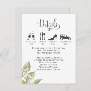 Elegant Wedding Details Sage Greenery Timeline Enclosure Card