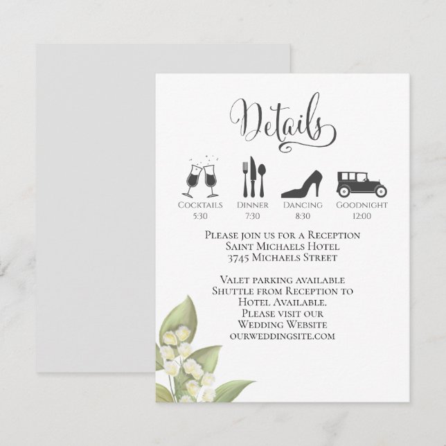 Elegant Wedding Details Sage Greenery Timeline Enclosure Card (Front/Back)