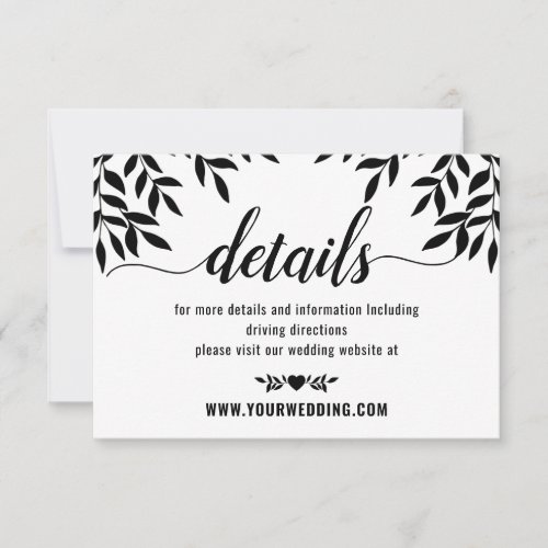 Elegant Wedding Details Website Enclosure Card