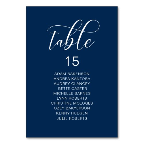 Elegant Wedding Dinner Guests Seating Chart Table Number