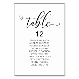 Elegant Wedding Dinner, Guests Seating Chart Table Number