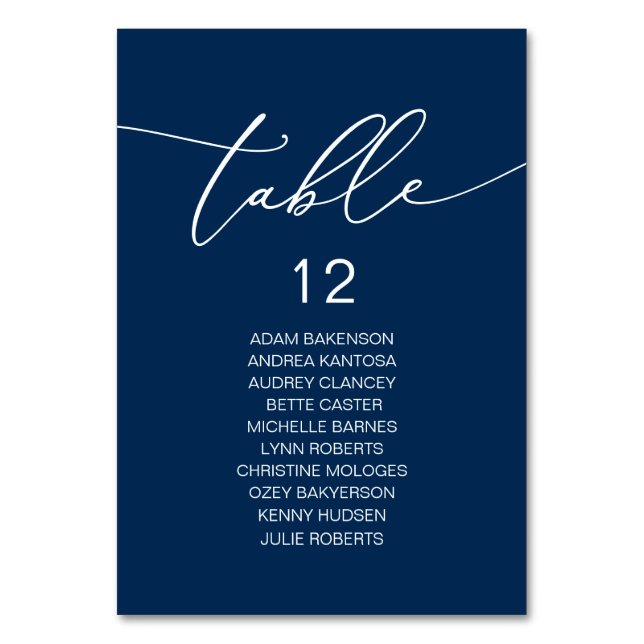 Elegant Wedding Dinner, Guests Seating Chart Table Number (Front)