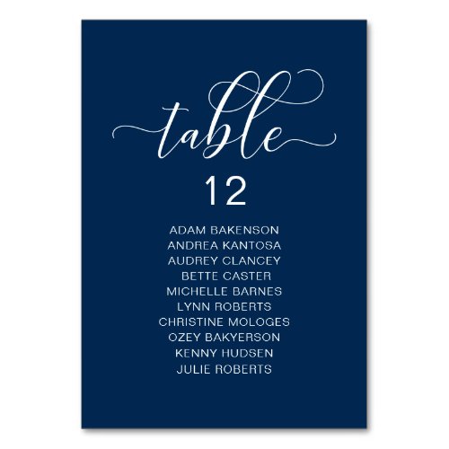 Elegant Wedding Dinner Guests Seating Chart Table Number