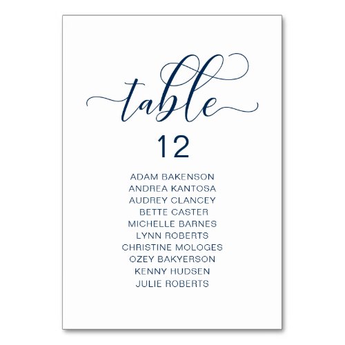 Elegant Wedding Dinner Guests Seating Chart Table Table Number