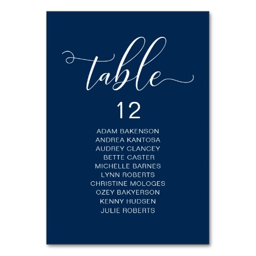 Elegant Wedding Dinner Guests Seating Chart Table Table Number