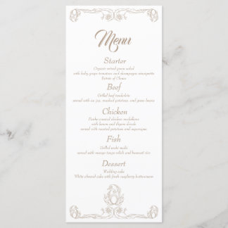 Elegant Wedding Dinner Menu – Sand Rose Filigree