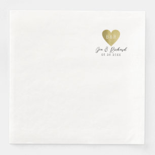Elegant Wedding Dinner Napkins with Heart & Names