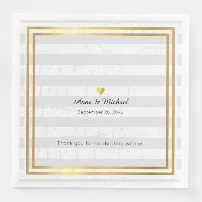 elegant wedding dinner napkins with pale stripes (Front)