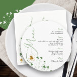 Elegant Wedding Dinner Shamrock Wildflower Irish Menu<br><div class="desc">Elegant Irish wedding dinner menu with editable courses and food items. Simple Shamrock Wildflower design in green and gold with elegant calligraphy and clover wild flowers. Fresh color palette with delicate design - perfect for a spring wedding, wildflower wedding, lucky in love and Irish weddings. Please browse my Shamrock Wildflower...</div>