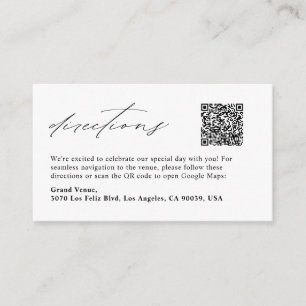 Elegant Wedding Directions with Google Map Link Enclosure Card