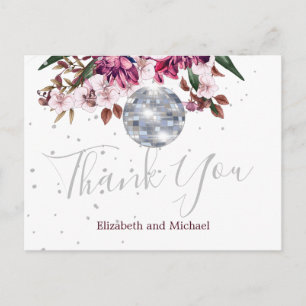 Elegant Wedding Disco Silver Thank You Postcard
