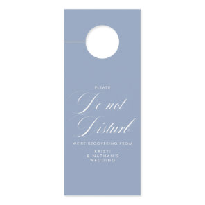 Elegant Wedding Do Not Disturb Dusty Blue Door Hanger