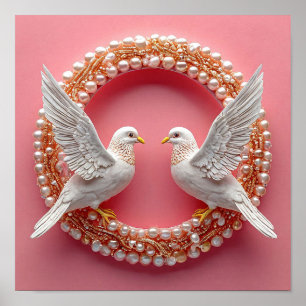Elegant Wedding Doves Love Symbol Romantic Art 💍 Poster
