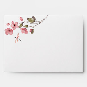 Elegant Wedding Dragonfly Dusty Pink Wildflower Envelope