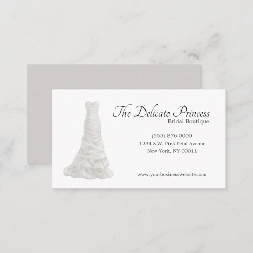 Elegant Wedding Dress Bridal Boutique Shop Business Card