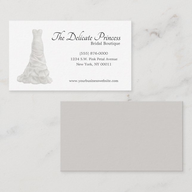 Elegant Wedding Dress Bridal Boutique Shop Business Card (Front/Back)