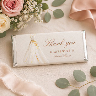 Elegant Wedding Dress Bridal Shower Favor Hershey Bar Favors