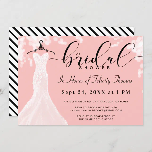 Elegant Wedding Dress Bridal Shower Invitation | Zazzle