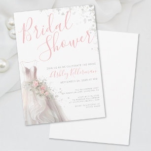 Elegant Wedding Dress Bridal Shower Invitation
