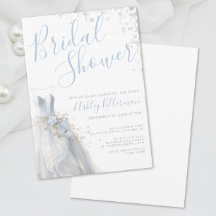 Elegant Wedding Dress Bridal Shower Invitation