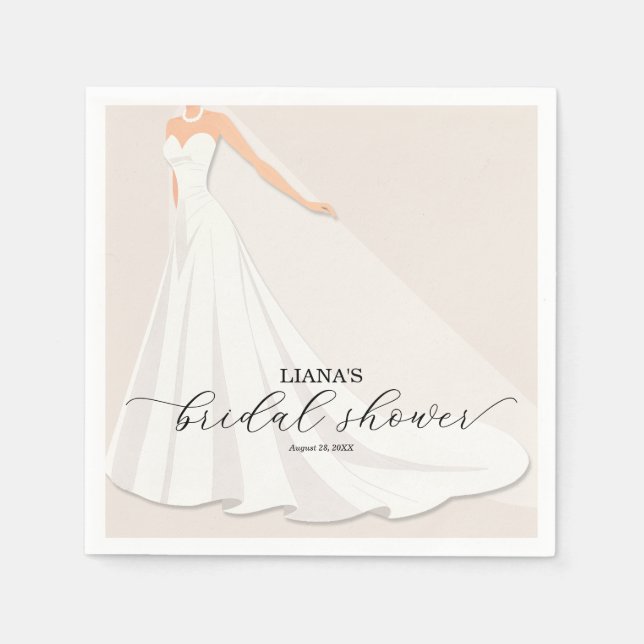 Elegant Wedding Dress Bridal Shower Napkins (Front)