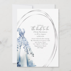 Elegant Wedding Dress, Silver Frame Bridal Shower Save The Date