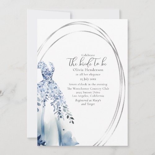 Elegant Wedding Dress Silver Frame Bridal Shower Save The Date