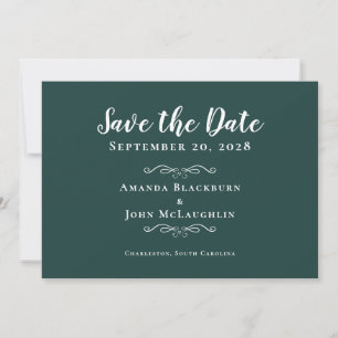 Elegant Wedding Emerald Green Romantic Calligraphy Save The Date