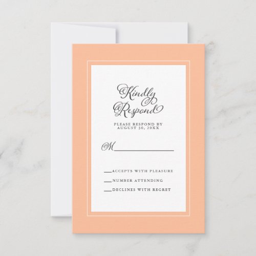 Elegant Wedding Enclosure Trendy Peach  White RSVP Card