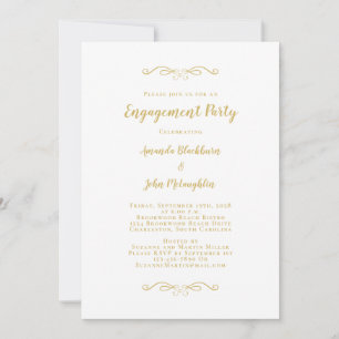 Elegant Wedding Engagement Party Romantic Gold Invitation
