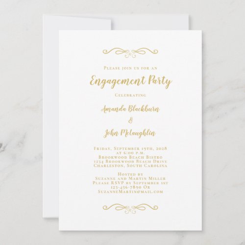 Elegant Wedding Engagement Party Romantic Gold Invitation