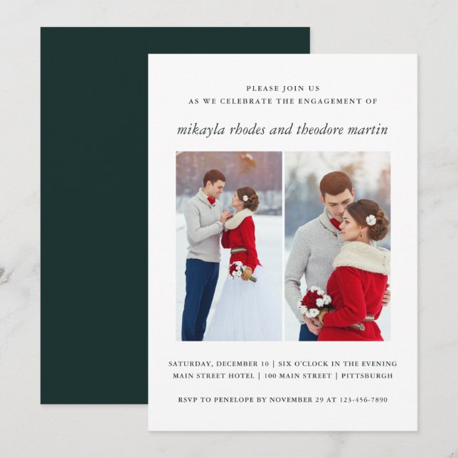 Elegant Wedding Engagement Photo Invitation (Front/Back)