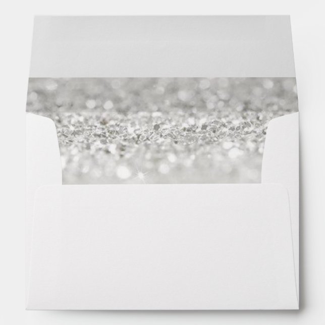 Elegant Wedding Envelope//Silver and White Glitter Envelope (Back (Bottom))