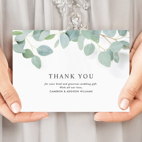 Elegant Wedding Eucalyptus Greenery Thank You Card