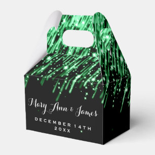 Elegant Wedding Falling Stars "Emerald Green" Favor Boxes