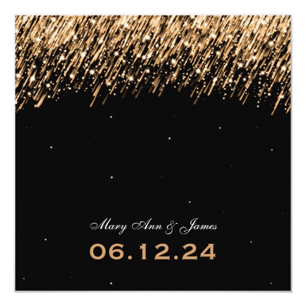 Elegant Wedding Falling Stars Gold Invitation