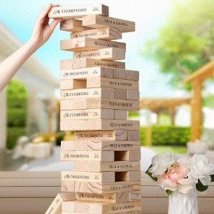 Elegant Wedding Family Name Monogram Game Topple Tower
