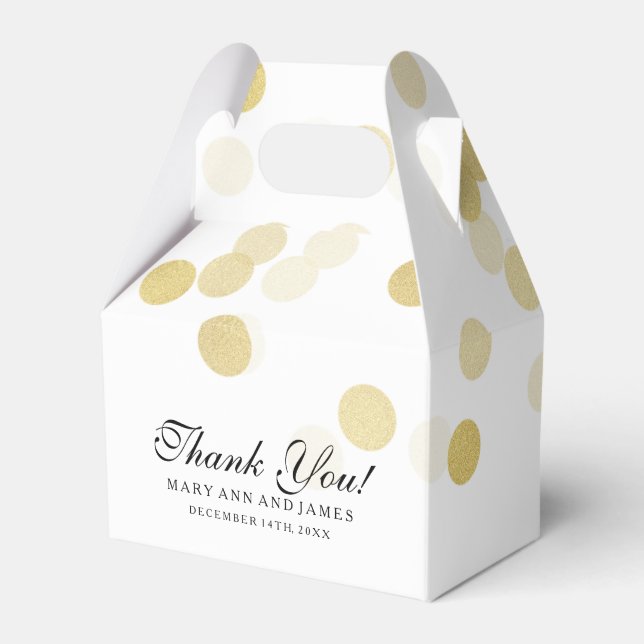 Elegant Wedding Faux Gold Foil Glitter Lights Favor Boxes (Front Side)