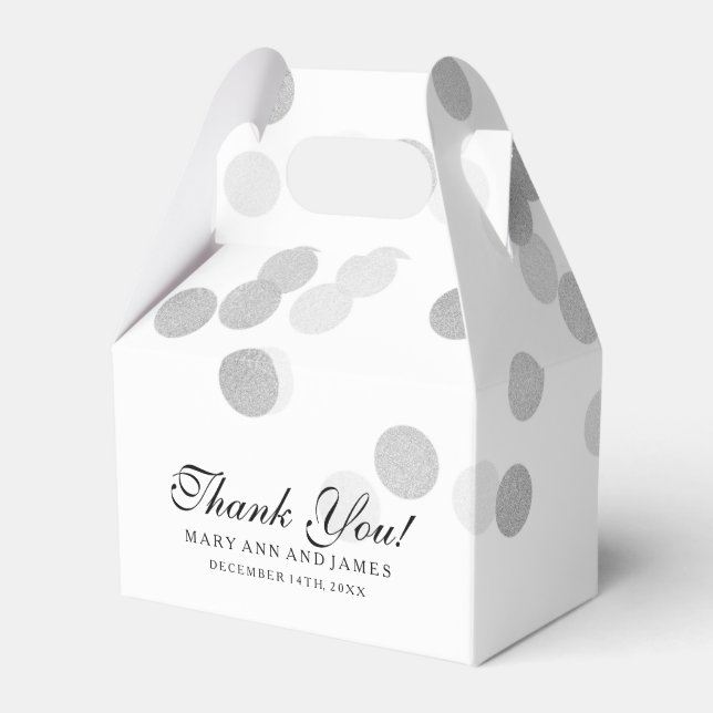 Elegant Wedding Faux Silver Foil Glitter Lights Favor Boxes (Front Side)
