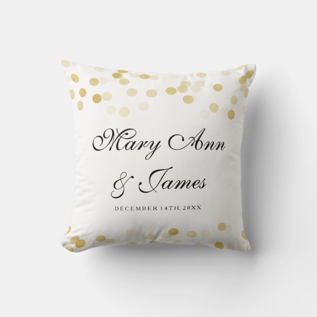 Elegant Wedding Favor Gold Foil Glitter Lights Throw Pillow (Front)