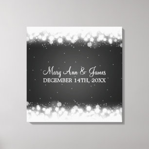 Elegant Wedding Favor  Magic Sparkle Black Canvas Print