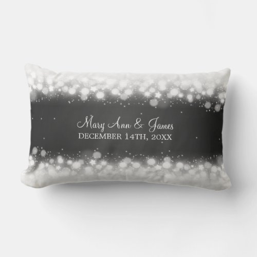 Elegant Wedding Favor  Magic Sparkle Black Lumbar Pillow