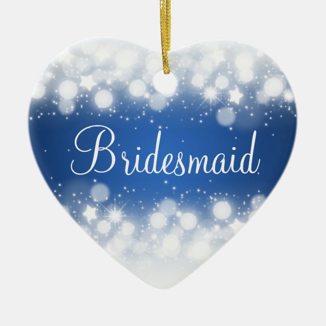 Elegant Wedding Favor  Magic Sparkle Blue Ceramic Ornament (Front)