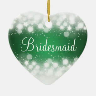 Elegant Wedding Favor  Magic Sparkle Green Ceramic Ornament