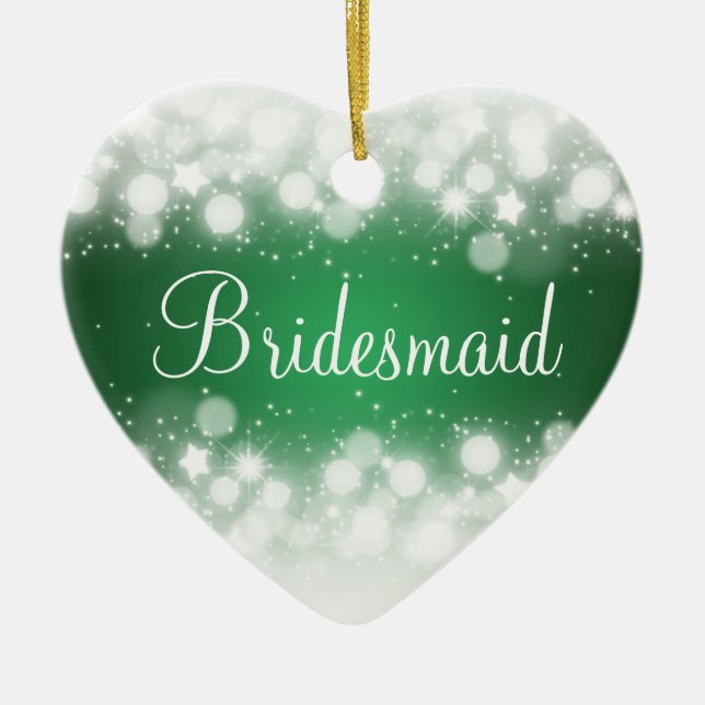 Elegant Wedding Favor  Magic Sparkle Green Ceramic Ornament (Front)