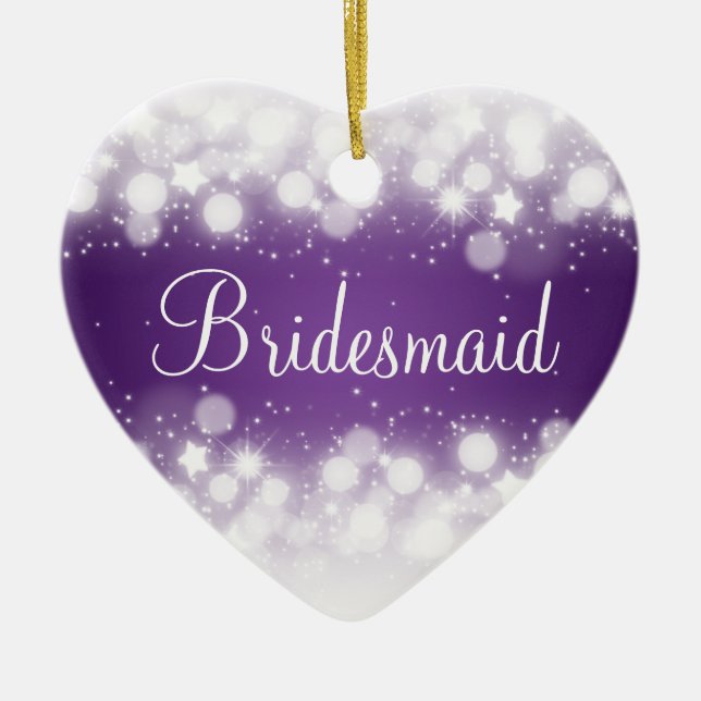 Elegant Wedding Favor  Magic Sparkle Purple Ceramic Ornament (Front)