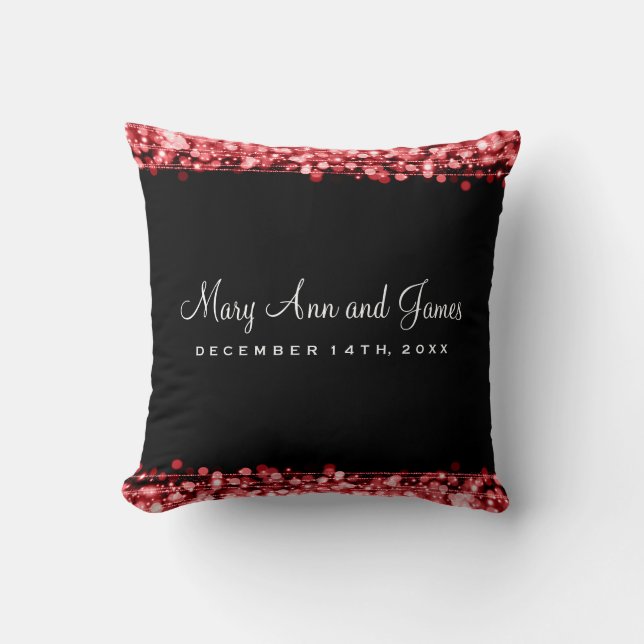 Elegant Wedding Favor Party Sparkles Red Throw Pillow (Front)