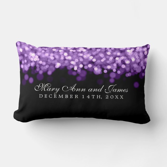 Elegant Wedding Favor Purple Lights Lumbar Pillow (Front)