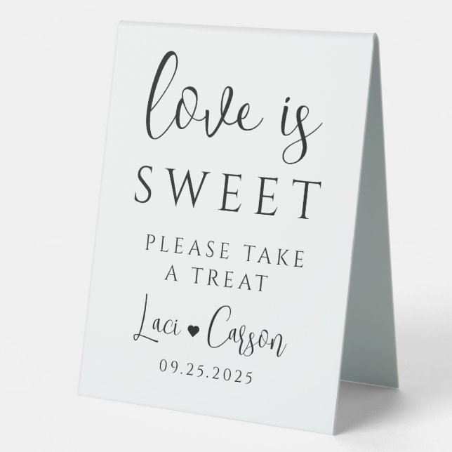 Elegant Wedding Favor Sign – “Love is Sweet" (Front)